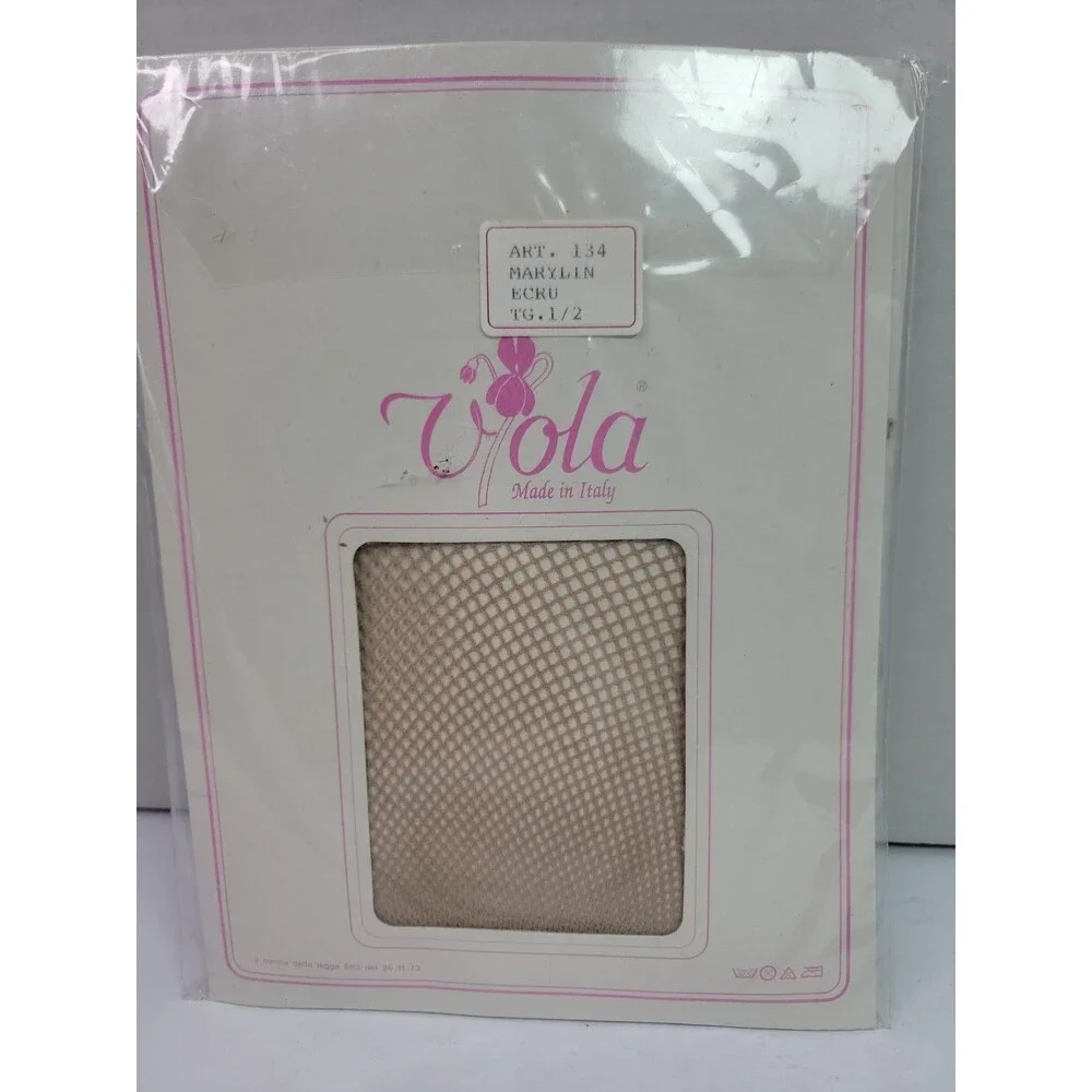 Vintage Viola Marilyn Fishnet Tights Made In Italy Ecru Size 1/2 NOS